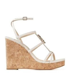 Coupon ✔️ Jimmy Choo JC 110 Suede Wedge Sandals LATTE Wedges 😀