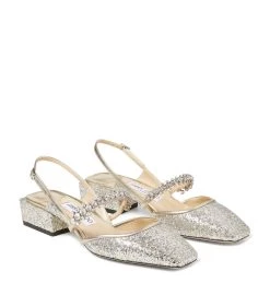 Best Sale 🎉 Jimmy Choo Jill 30 Glitter Slingback Mules PLATINUM/CRYSTAL Heeled Mules 🌟 -Jimmy Choo Sales jimmy choo jill 30 glitter slingback mules 17192110 34737937 1000