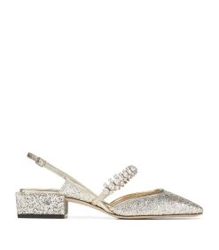 Best Sale π Jimmy Choo Jill 30 Glitter Slingback Mules PLATINUM/CRYSTAL Heeled Mules π