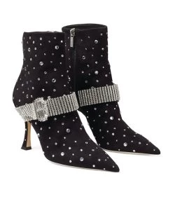 Hot Sale 🤩 Jimmy Choo Kaza 90 Suede Boots BLACK/CRYSTAL Ankle Boots 🧨 -Jimmy Choo Sales jimmy choo kaza 90 suede boots 17293270 35346253 1000