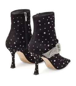 Hot Sale 🤩 Jimmy Choo Kaza 90 Suede Boots BLACK/CRYSTAL Ankle Boots 🧨 -Jimmy Choo Sales jimmy choo kaza 90 suede boots 17293270 35347176 1000