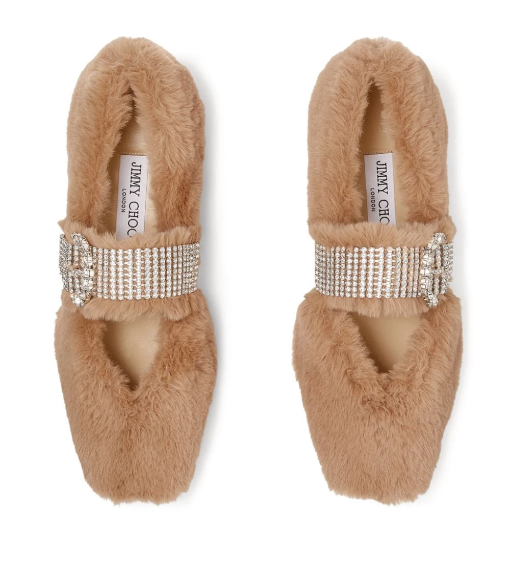 New π Jimmy Choo Krista Faux Fur Flats TEDDY/CRYSTAL Ballet Flats 𧨠3 New π Jimmy Choo Krista Faux Fur Flats TEDDY/CRYSTAL Ballet Flats 𧨠- Image 3