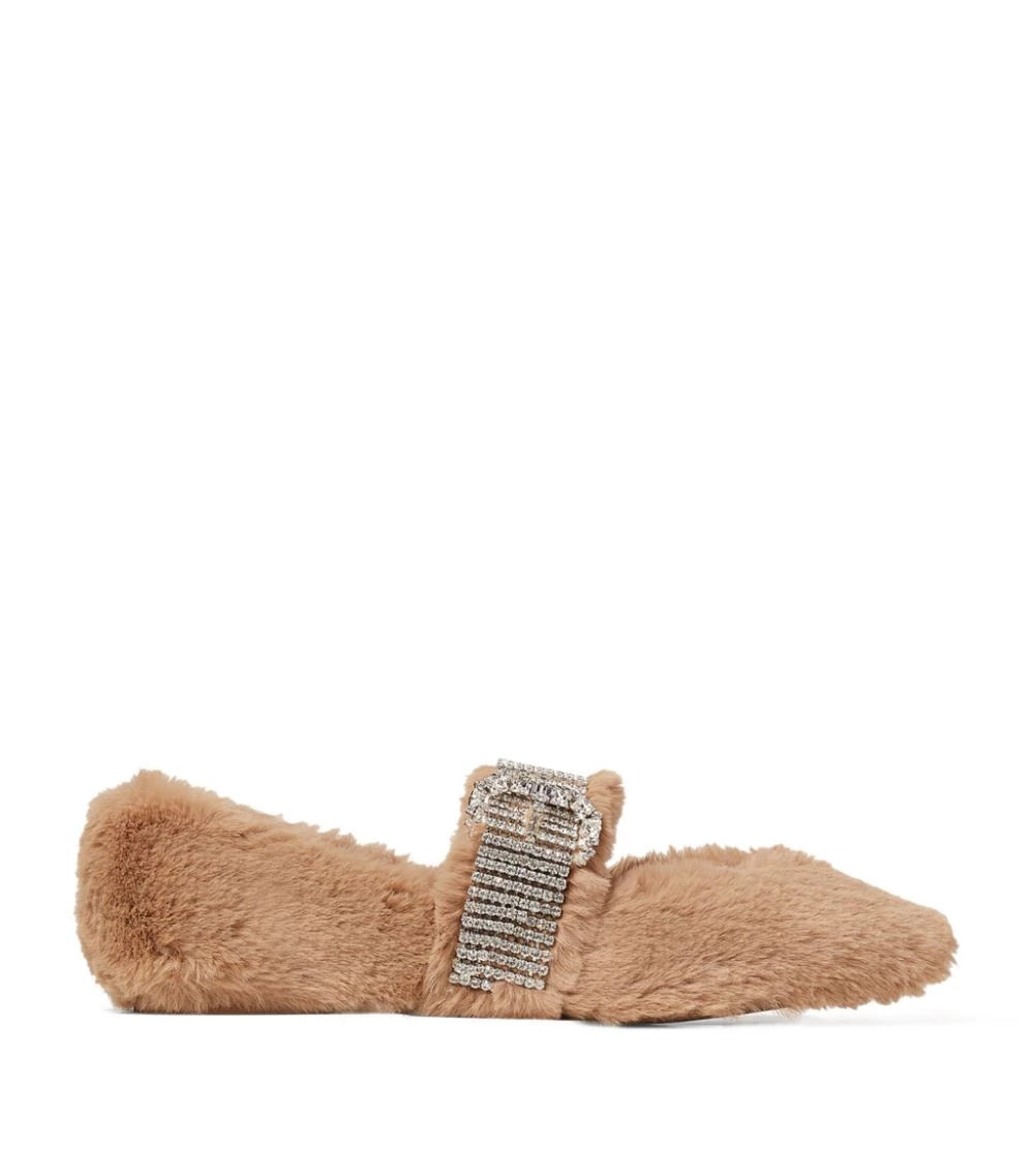New π Jimmy Choo Krista Faux Fur Flats TEDDY/CRYSTAL Ballet Flats 𧨠1 New π Jimmy Choo Krista Faux Fur Flats TEDDY/CRYSTAL Ballet Flats π§¨