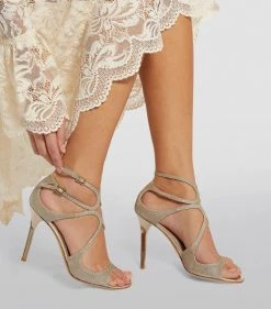 Flash Sale 😀 Jimmy Choo Lang 100 Glitter Sandals PLATINUM ICE Heel Sandals ⌛ -Jimmy Choo Sales jimmy choo lang 100 glitter sandals 14804839 32822983 1000