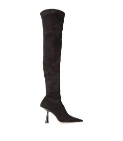 Discount β Jimmy Choo Leather Bryson Boots 100 BLACK Over the Knee Boots π