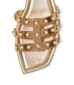 Promo ✨ Jimmy Choo Leather Hazal Sandals GOLD Flat Sandals ❤️ -Jimmy Choo Sales jimmy choo leather hazal sandals 17571628 36392330 1000