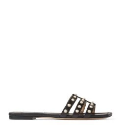Cheapest 𧨠Jimmy Choo Leather Hazal Sandals BLACK Flat Sandals β¨