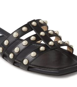 Cheapest 🧨 Jimmy Choo Leather Hazal Sandals BLACK Flat Sandals ✨ -Jimmy Choo Sales jimmy choo leather hazal sandals 17573514 36392340 1000