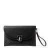 Top 10 😀 Jimmy Choo Logo Envelope Clutch Bag BLACK/BLACK/LIGHT GO Clutch Bags 😀