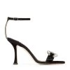 Best Sale ⌛ Jimmy Choo Marsai 90 Leather Sandals BLACK/CRYSTAL Heel Sandals ⌛