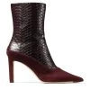 Discount 😀 Jimmy Choo Mavie 85 Snake-Embossed Ankle Boots MERLOT/MERLOT 🌟