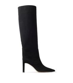 Outlet π Jimmy Choo Mavis 85 Suede Knee-High Boots BLACK Knee High Boots π