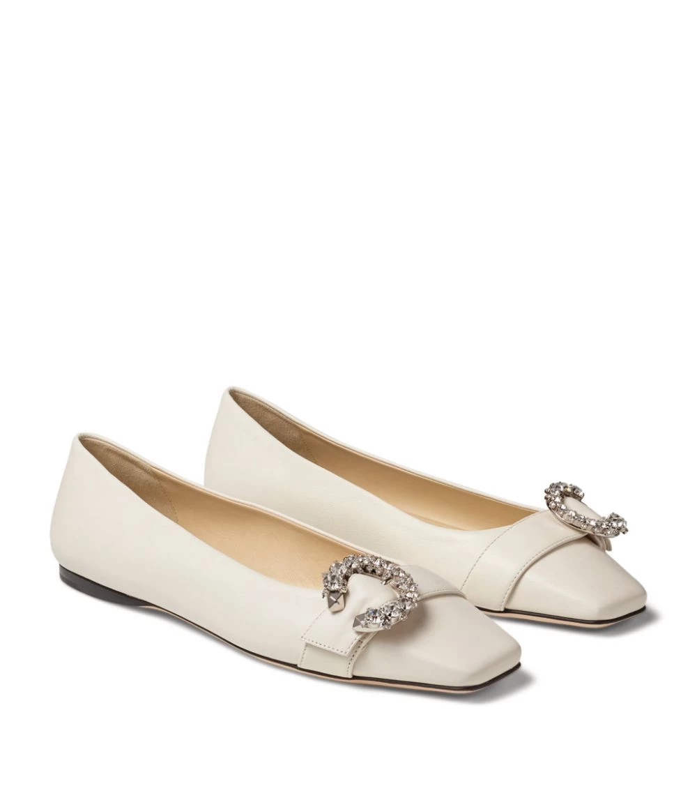 Best deal ⭐ Jimmy Choo Minah Embellished Leather Flats LATTE/CRYSTAL Ballet Flats ❤️ 4 Best deal ⭐ Jimmy Choo Minah Embellished Leather Flats LATTE/CRYSTAL Ballet Flats ❤️ - Image 4
