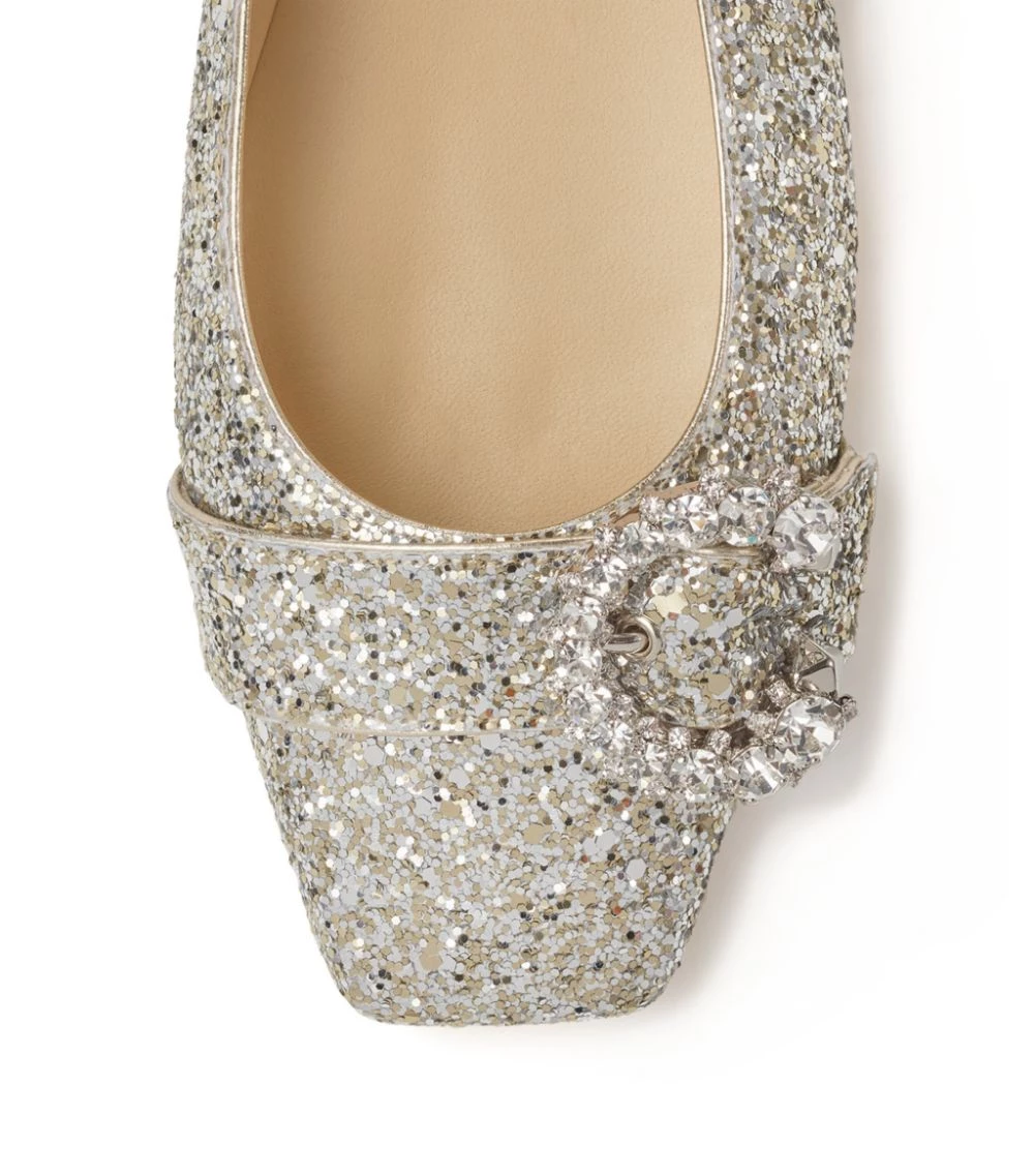 Buy ✔️ Jimmy Choo Minah Glitter Flats PLATINUM/CRYSTAL Ballet Flats ✨ 2 Buy ✔️ Jimmy Choo Minah Glitter Flats PLATINUM/CRYSTAL Ballet Flats ✨ - Image 2