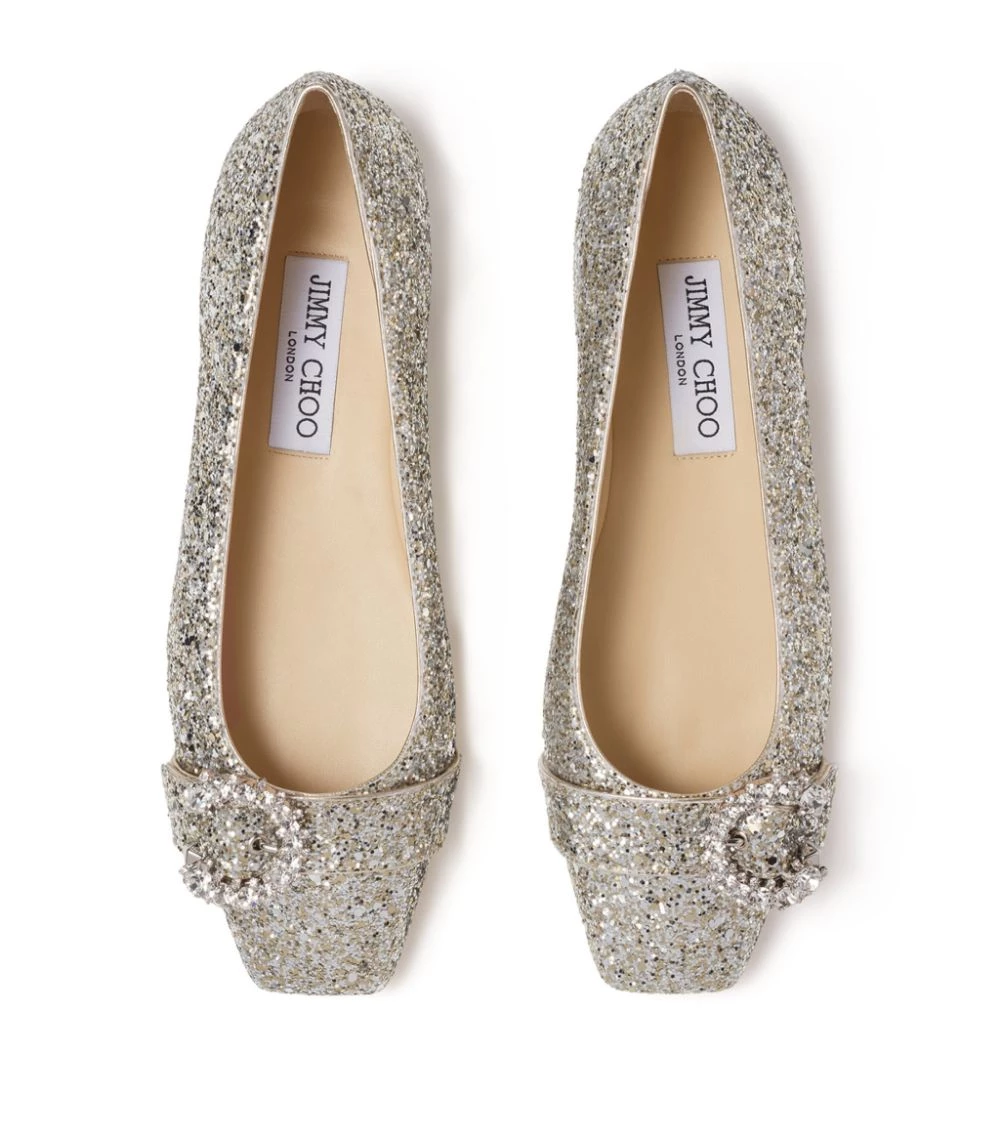 Buy ✔️ Jimmy Choo Minah Glitter Flats PLATINUM/CRYSTAL Ballet Flats ✨ 3 Buy ✔️ Jimmy Choo Minah Glitter Flats PLATINUM/CRYSTAL Ballet Flats ✨ - Image 3