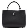 Best Sale 💯 Jimmy Choo Mini Leather Varenne Top-Handle Bag BLACK/SILVER Top Handle Bags 🎁