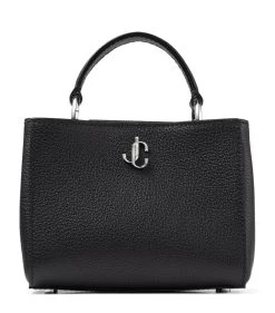 Best Sale π― Jimmy Choo Mini Leather Varenne Top-Handle Bag BLACK/SILVER Top Handle Bags π