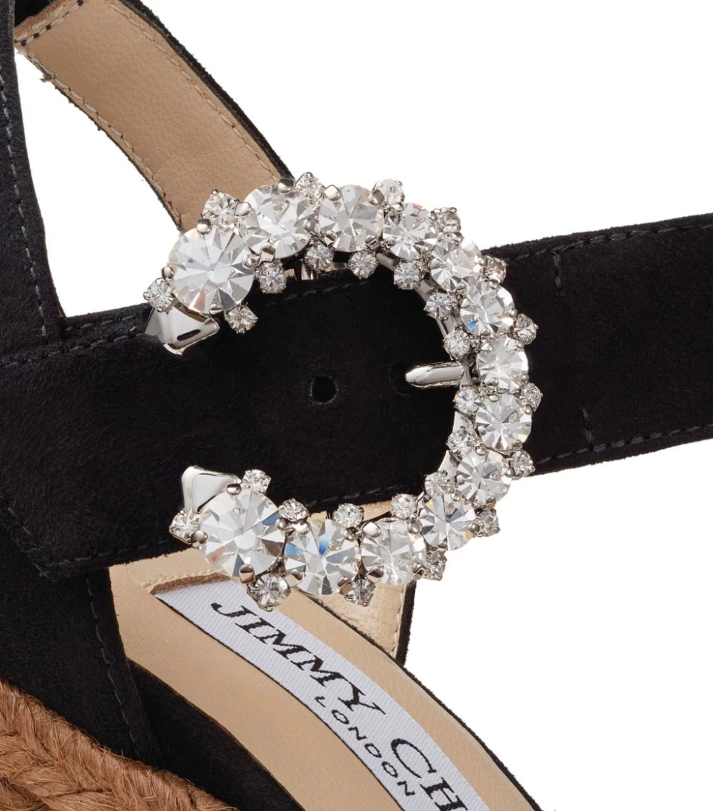 Top 10 π Jimmy Choo Mirabelle 110 Suede Wedge Sandals BLACK/CRYSTAL Wedges β 2 Top 10 π Jimmy Choo Mirabelle 110 Suede Wedge Sandals BLACK/CRYSTAL Wedges β - Image 2