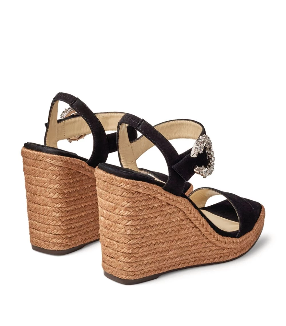 Top 10 π Jimmy Choo Mirabelle 110 Suede Wedge Sandals BLACK/CRYSTAL Wedges β 3 Top 10 π Jimmy Choo Mirabelle 110 Suede Wedge Sandals BLACK/CRYSTAL Wedges β - Image 3