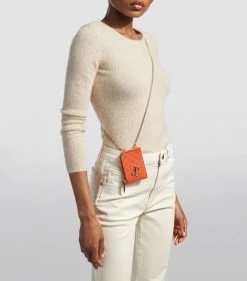 Budget ⭐ Jimmy Choo Monogram Chain Card Holder AMBER ORANGE/LIGHT G Cardholders 🤩 -Jimmy Choo Sales jimmy choo monogram chain card holder 17574366 37331588 1000