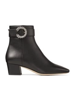 Cheapest π Jimmy Choo Myan 45 Leather Ankle Boots BLACK/CRYSTAL βοΈ