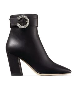 Best deal π Jimmy Choo Myan 85 Leather Ankle Boots BLACK/CRYSTAL π