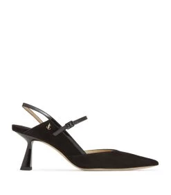 Budget 🌟 Jimmy Choo Ray 65 Suede Pumps BLACK/BLACK Slingback 👠 Heels 😀