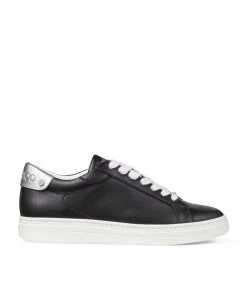 Best deal ⭐ Jimmy Choo Rome Leather Sneakers V BLACK/SILVER Low-Top Sneakers 🧨