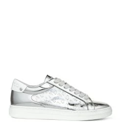 Deals π Jimmy Choo Rome Metallic Monogram Sneakers V SILVER Low-Top Sneakers π