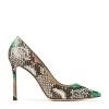 Brand new ✔️ Jimmy Choo Romy 100 Snake-Embossed Leather Pumps MALACHITE/BLOSSOM Courts 🌟