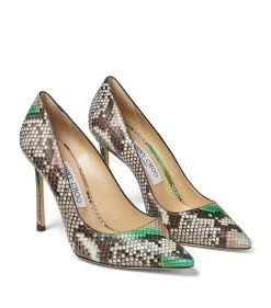 Brand new ✔️ Jimmy Choo Romy 100 Snake-Embossed Leather Pumps MALACHITE/BLOSSOM Courts 🌟 -Jimmy Choo Sales jimmy choo romy 100 snake embossed leather pumps 17359471 35732083 1000