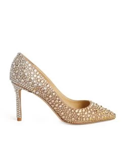 Cheap β Jimmy Choo Romy 85 Crystal-Embellished Pumps GOLD/SILVER Courts π
