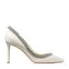 Brand new 🎁 Jimmy Choo Romy 85 Embellished Leather Pumps LATTE/CRYSTAL Courts 👍