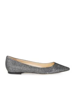 Deals ✔️ Jimmy Choo Romy Glitter Flats ANTHRACITE Ballet Flats 🛒