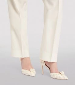 Hot Sale ⭐ Jimmy Choo Sabine 85 Pearl-Embellished Satin Pumps WHITE/WHITE Courts 😀 -Jimmy Choo Sales jimmy choo sabine 85 pearl embellished satin pumps 16906085 34361764 1000