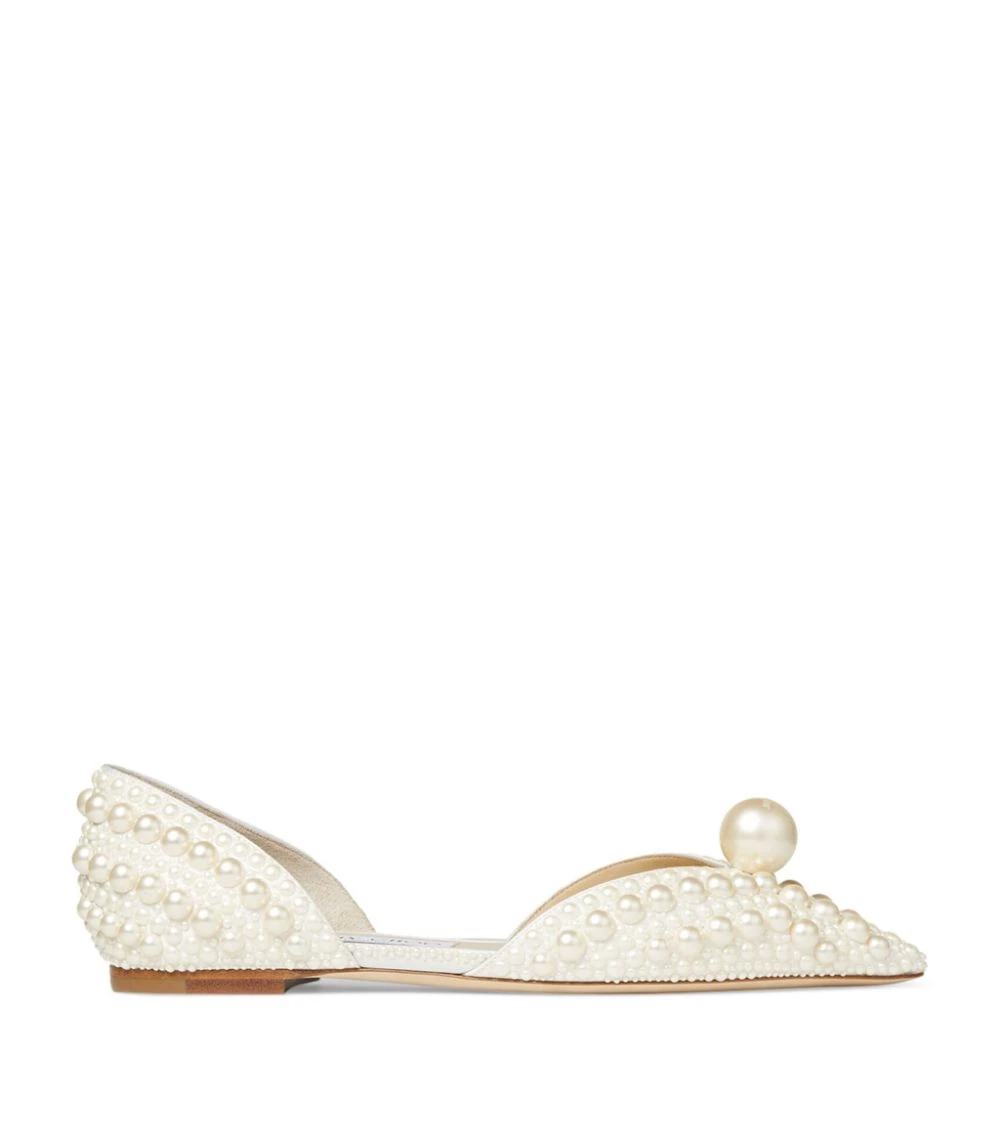 Best Sale π€© Jimmy Choo Sabine Pearl-Embellished Satin Flats WHITE/WHITE Ballet Flats π 1 Best Sale π€© Jimmy Choo Sabine Pearl-Embellished Satin Flats WHITE/WHITE Ballet Flats π
