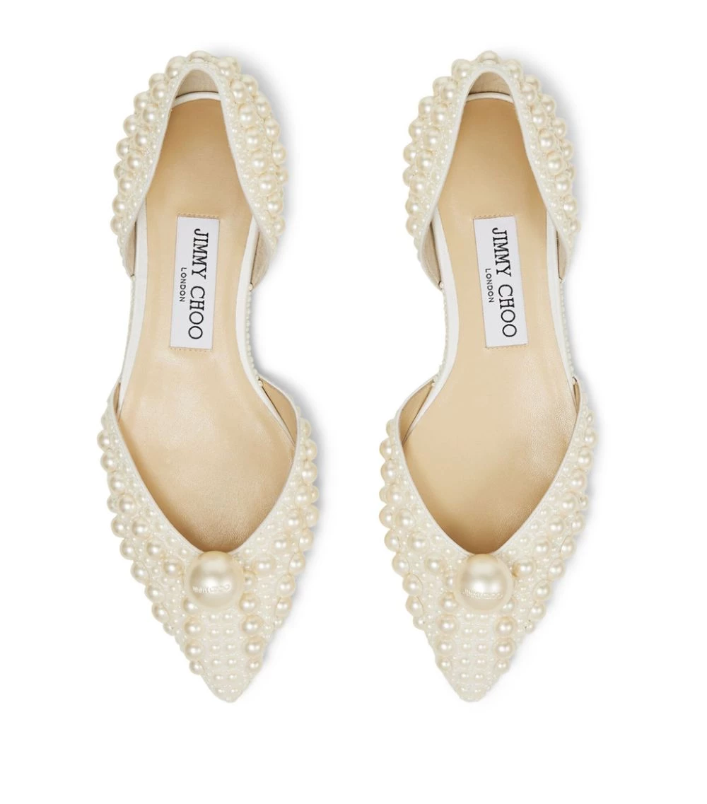 Best Sale π€© Jimmy Choo Sabine Pearl-Embellished Satin Flats WHITE/WHITE Ballet Flats π 2 Best Sale π€© Jimmy Choo Sabine Pearl-Embellished Satin Flats WHITE/WHITE Ballet Flats π - Image 2