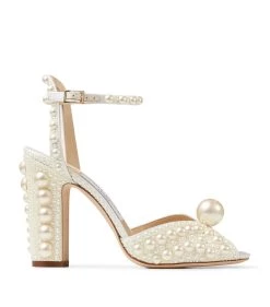 Best reviews of β Jimmy Choo Sacaria 100 Pearl-Embellished Satin Sandals WHITE/WHITE Heel Sandals π