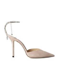 Discount π Jimmy Choo Saeda 100 Suede Pumps BALLET PINK/CRYSTAL Courts π