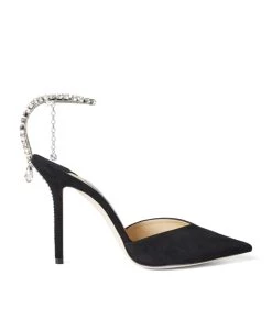 Best reviews of 👏 Jimmy Choo Saeda 100 Suede Pumps BLACK/CRYSTAL Courts 🎁