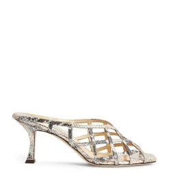 Wholesale β€οΈ Jimmy Choo Saila 70 Leather Mules NATURAL/CHAMPAGNE π