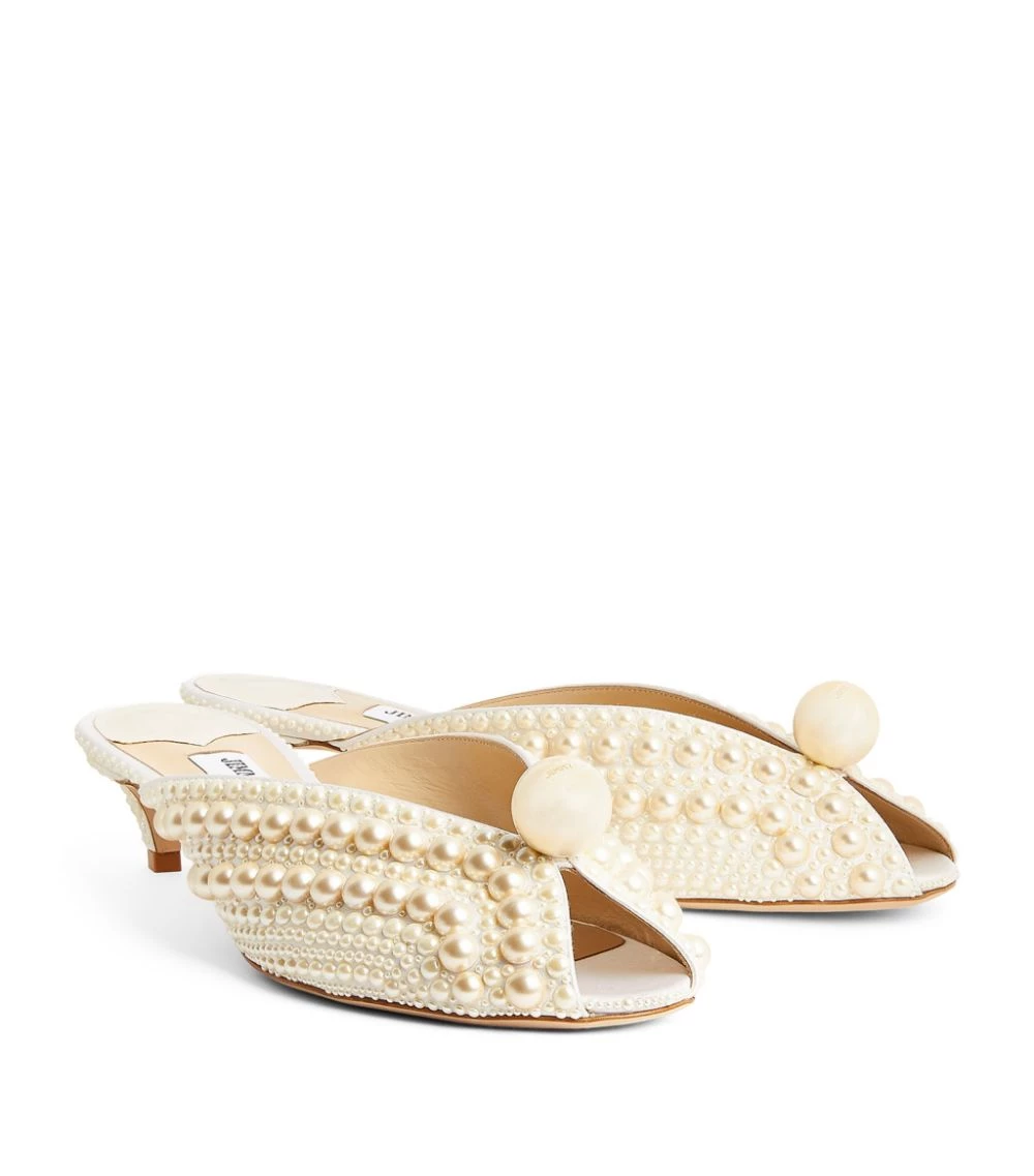 Best Sale π― Jimmy Choo Samantha 35 Embellished Mules WHITE/PEARL π 3 Best Sale π― Jimmy Choo Samantha 35 Embellished Mules WHITE/PEARL π - Image 3