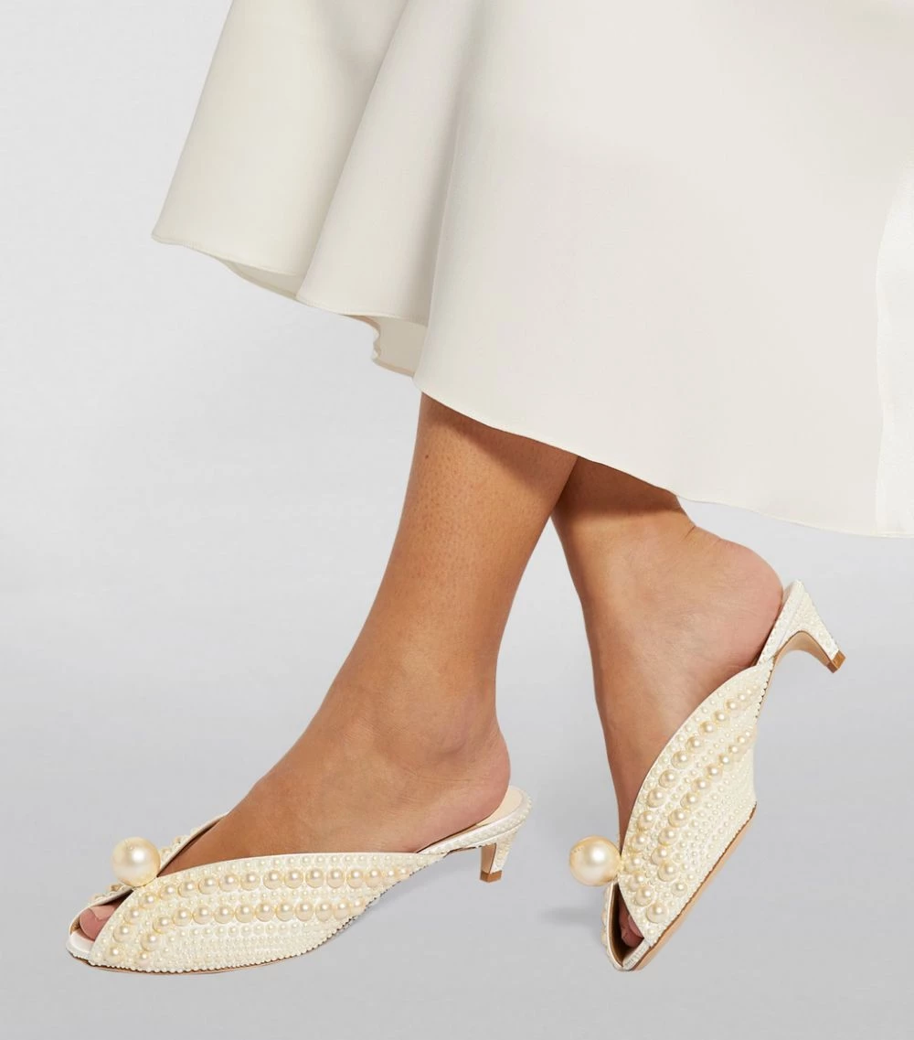Best Sale π― Jimmy Choo Samantha 35 Embellished Mules WHITE/PEARL π 4 Best Sale π― Jimmy Choo Samantha 35 Embellished Mules WHITE/PEARL π - Image 4