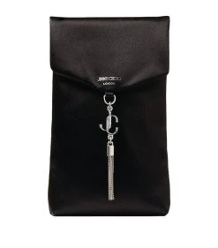Brand new ✔️ Jimmy Choo Satin Phone Holder BLACK/SILVER Mobile Phone Accessories 🎉