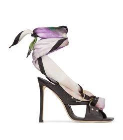 Top 10 β€οΈ Jimmy Choo Satya 110 Sandals BLACK/MULTI Heeled Sandals π