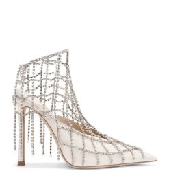 Deals ✔️ Jimmy Choo Scotty 110 Leather Mules LATTE/CRYSTAL Heeled Mules ✨