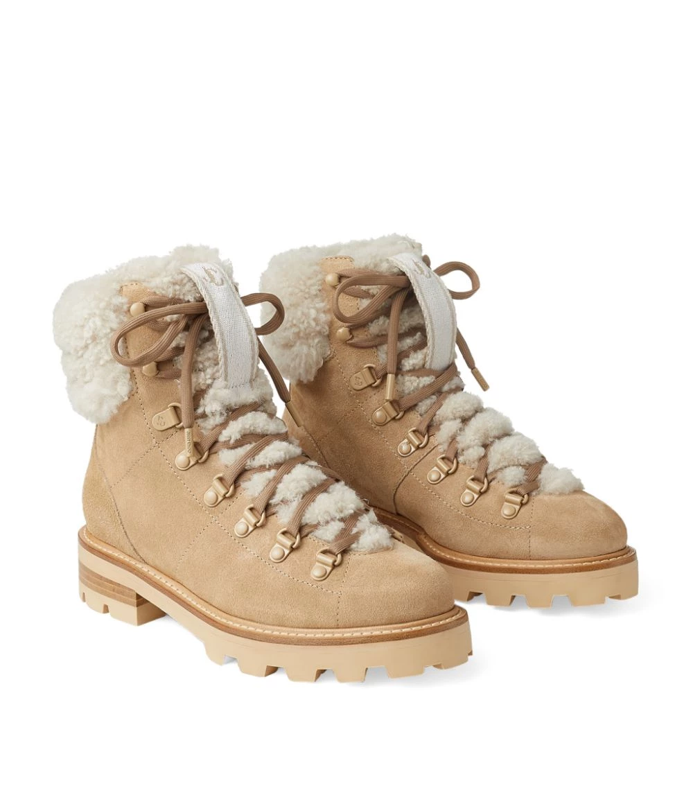 Coupon ✔️ Jimmy Choo Shearling-Trim Eshe Boots STUCCO/NATURAL Ankle Boots ⭐ 4 Coupon ✔️ Jimmy Choo Shearling-Trim Eshe Boots STUCCO/NATURAL Ankle Boots ⭐ - Image 4
