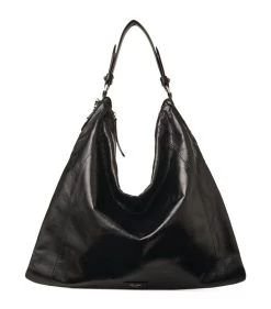 Discount 👏 Jimmy Choo Suede Ana Hobo Shoulder Bag BLACK/SILVER Shoulder Bags ⭐