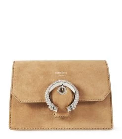 Budget 🛒 Jimmy Choo Suede Madeline Cross-Body Bag CARAMEL/SILVER Crossbody Bags ✔️