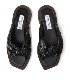 Best deal 🤩 Jimmy Choo Tropica Leather Sandals BLACK/BLACK Flat Sandals 🌟 -Jimmy Choo Sales jimmy choo tropica leather sandals 16881014 34386748 1000